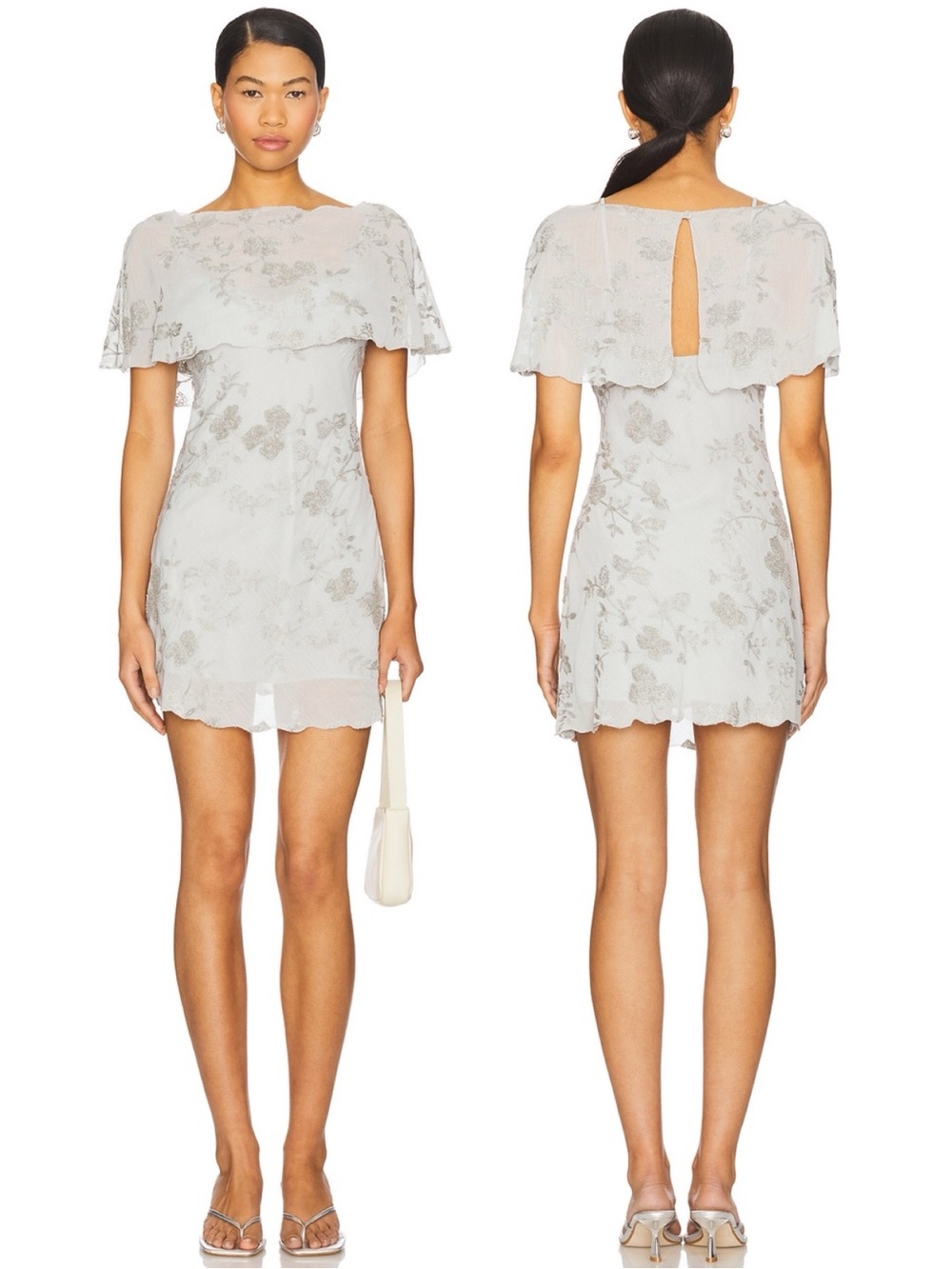 NEW NWT Stone Cold Fox X REVOLVE Blaire Embroidered Mini Dress Dusty Blue